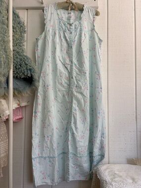Secret Treasures Mint Floral Cotton Nightgown Large